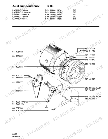 Взрыв-схема стиральной машины Aeg LAVUPDATE-W - Схема узла Tub and drum